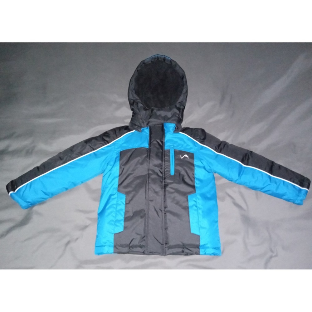 Vertical 9 Boys Black Blue Size 4 Removable Hood winter coat jacket full zipper
